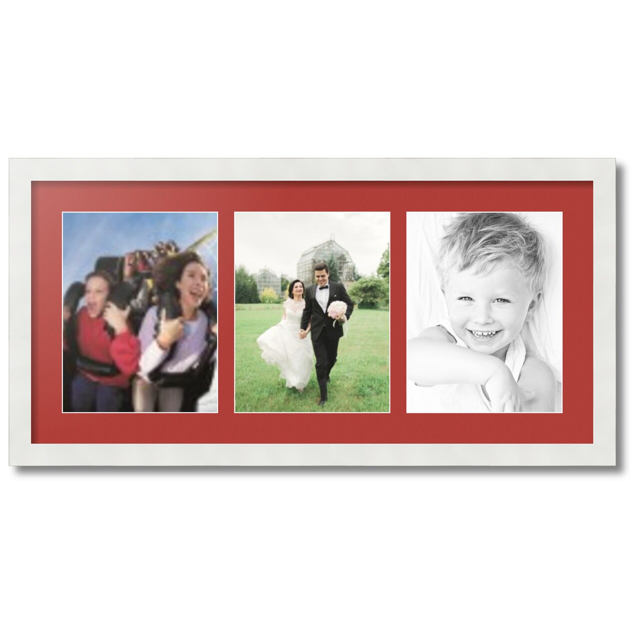 ArtToFrames Collage Photo Picture Frame with 3 - 8.5x11 inch Openings, Framed in White with Over 62 Mat Color Options and Plexi Glass (CSM-3966-28)